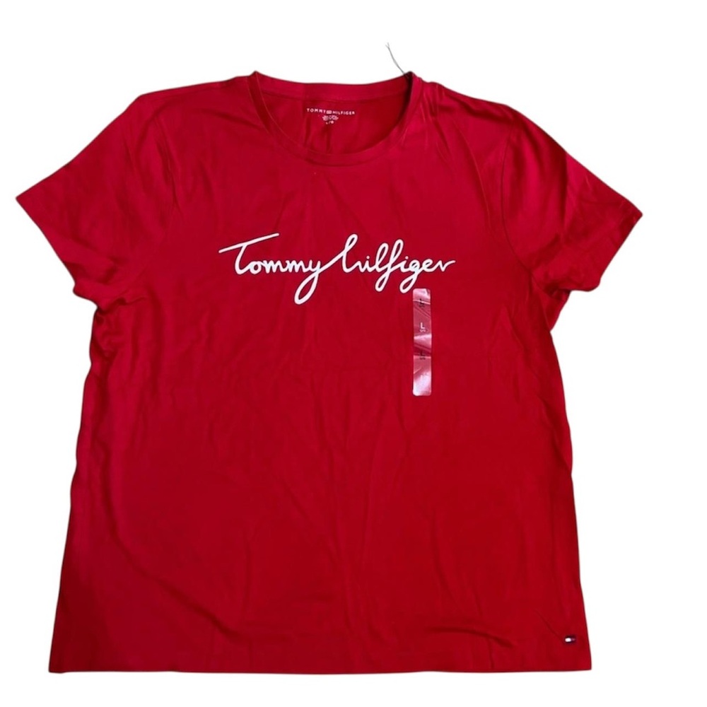 Tommy Hilfiger Women's Red T-Shirt Short Sleeve
